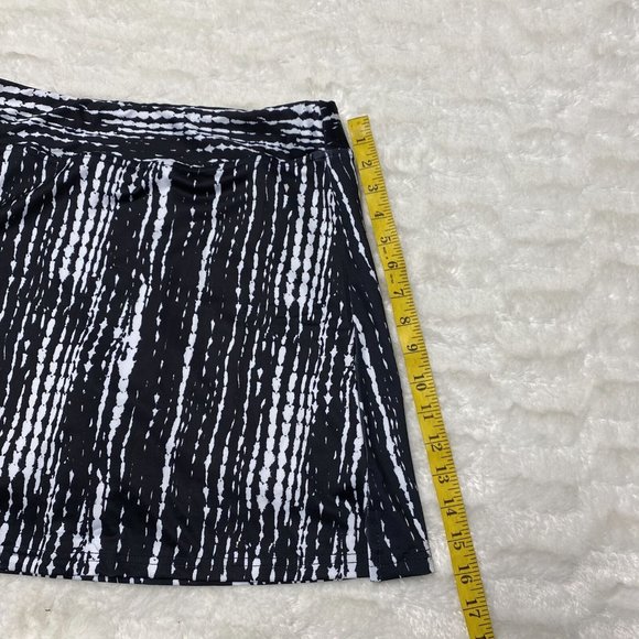 Women's A-Line Skirt Small Black Linear Linde Polyester Stretch Short Length - Picture 11 of 12